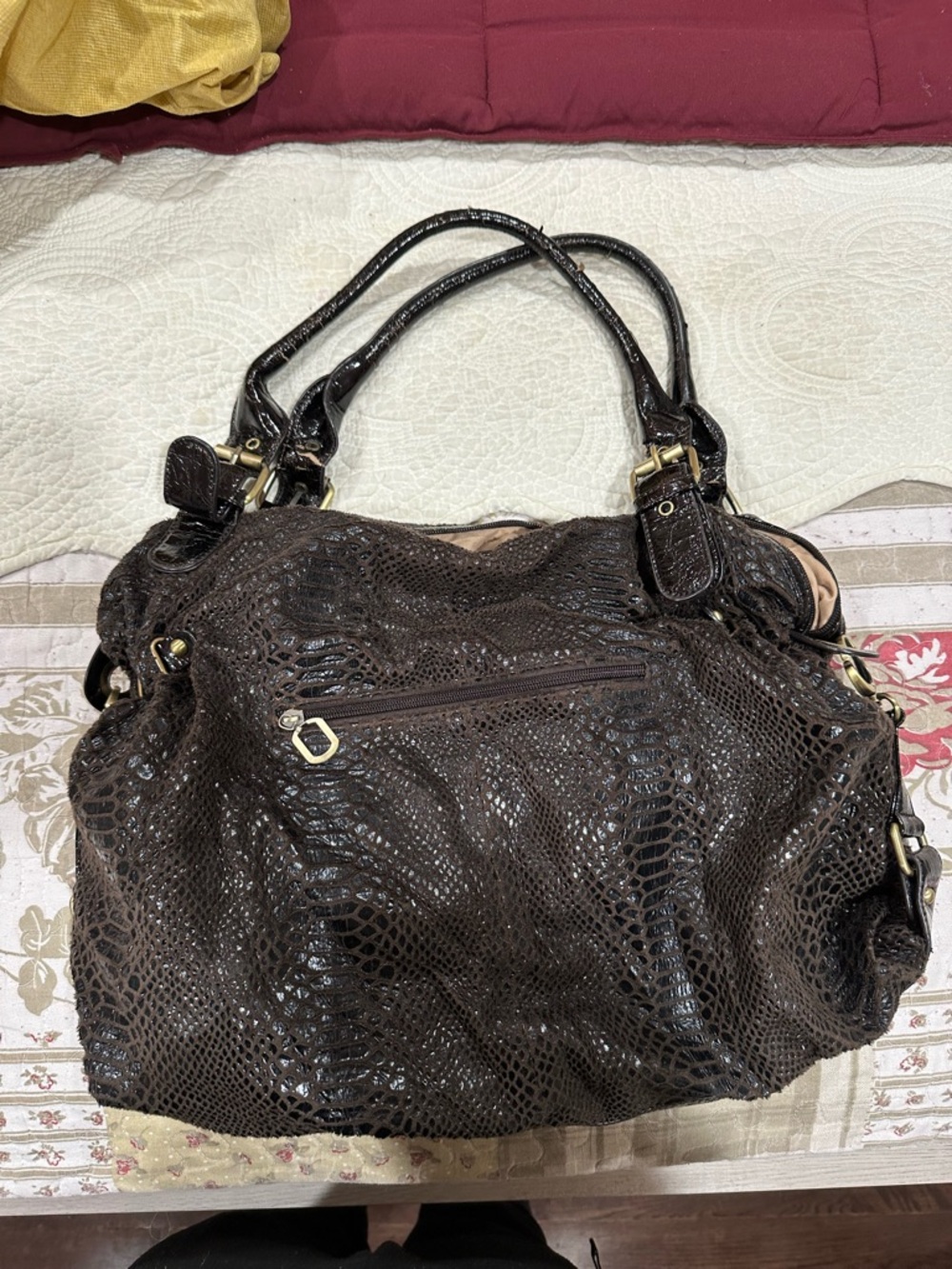Vintage Brown Faux-Snakeskin Shoulder Bag - Picture 2 of 4